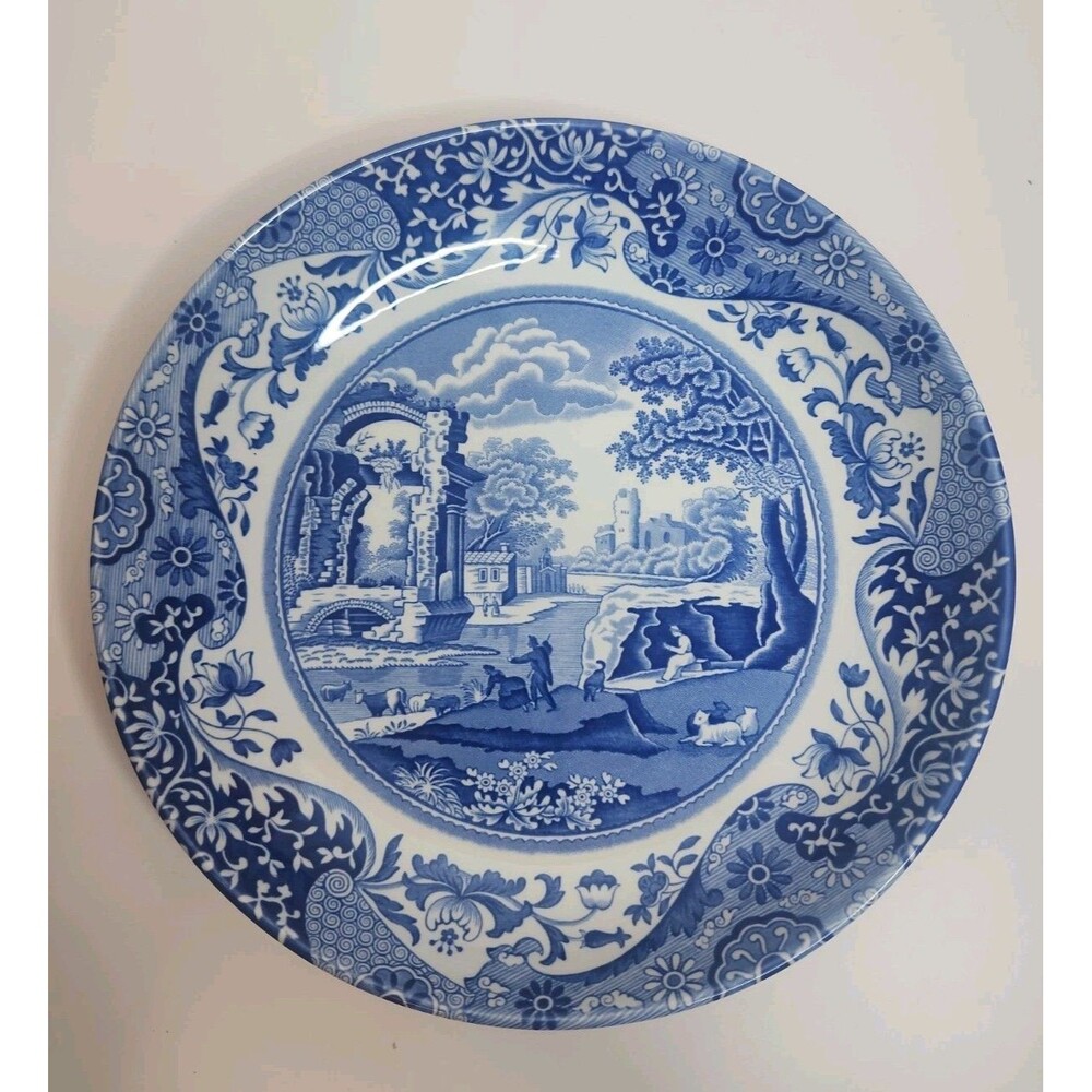 Spode Porcelain England Italian Blue Transferware 8 5/8" Pasta Bowl 1995-2005